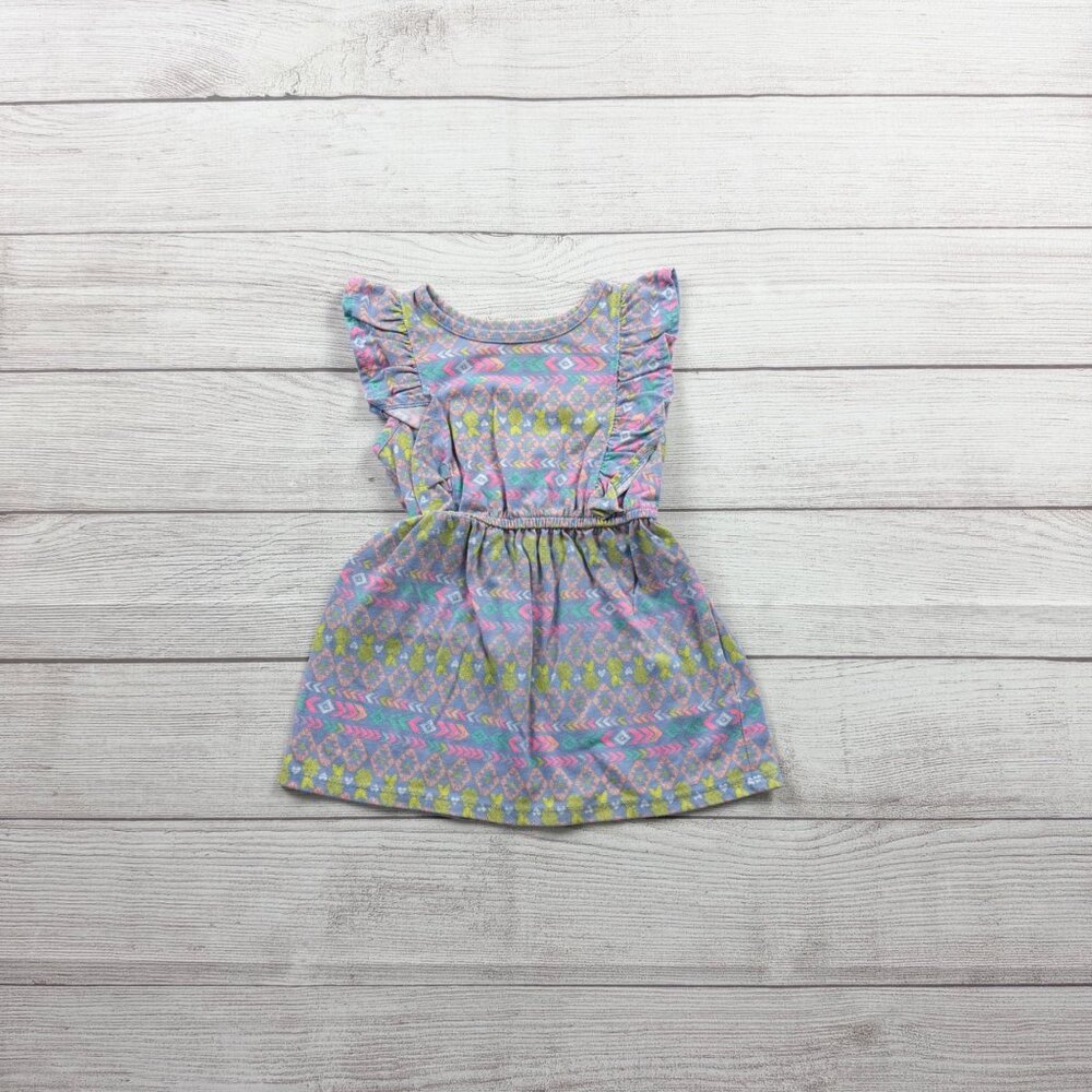 Circo Toddler Girl Dress Multicolor Tribal Print Ruffle Sleeve Knit Dress 12-18
